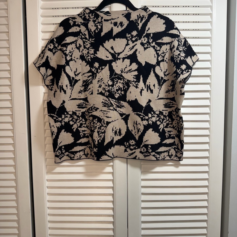 Joie Black and Cream Floral Sweater